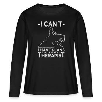 Équitation Western - Cavalier Western - Cheval Western - T-shirt manches longues Premium bio Femme - noir - Devant - Julia (174cm)