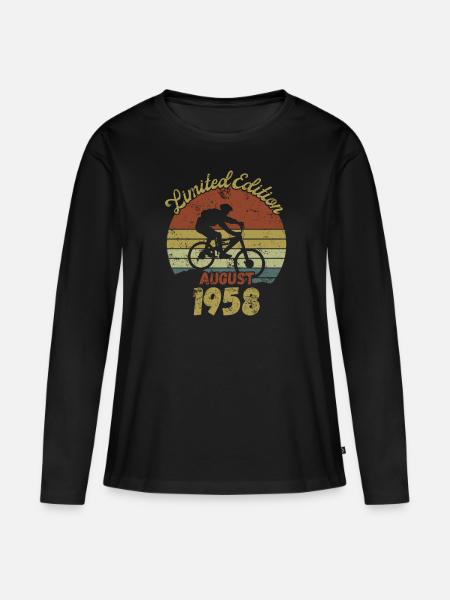 Geburtstag Fahrrad Bike August 1958 - Frauen Premium Bio Langarmshirt - Schwarz