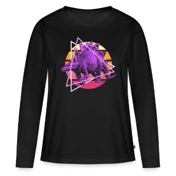 Dinosaures Vaporwave Stegosaurus - T-shirt manches longues Premium bio Femme - noir - Devant - Julia (174cm)