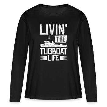 Remorqueur à voile Remorqueur Bateau de sauvetage Navire - T-shirt manches longues Premium bio Femme - noir - Devant - Julia (174cm)