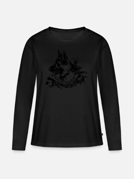 Altdeutscher Schäferhund an Retro Banner - Frauen Premium Bio Langarmshirt - Schwarz