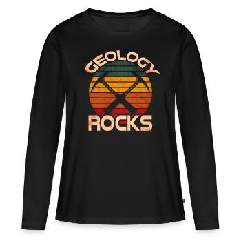 Géologie des roches - T-shirt manches longues Premium bio Femme - noir - Devant - Julia (174cm)