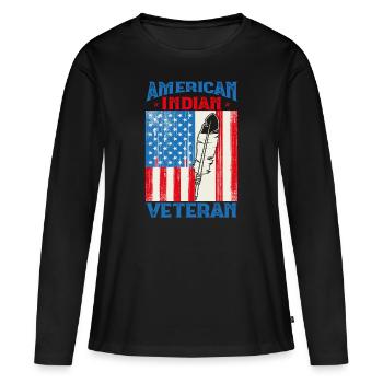 Native American Indian Indigenous Pride History - Frauen Premium Bio Langarmshirt - Schwarz - Vorne - Julia (174cm)