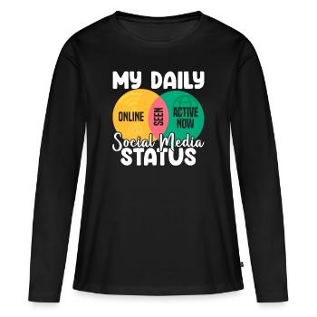 Mein täglicher Social Media Status Venn-Diagramm - Frauen Premium Bio Langarmshirt - Schwarz - Vorne - Julia (174cm)