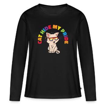 Cat Hide My Pride Chats LGBT et - T-shirt manches longues Premium bio Femme - noir - Devant - Julia (174cm)