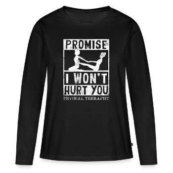 Physiothérapeute Drôle de promesse que je - T-shirt manches longues Premium bio Femme - noir - Devant - Julia (174cm)