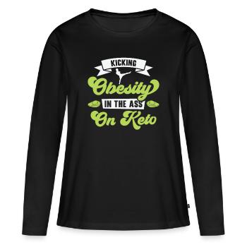 Régime céto Régime cétogène - T-shirt manches longues Premium bio Femme - noir - Devant - Julia (174cm)