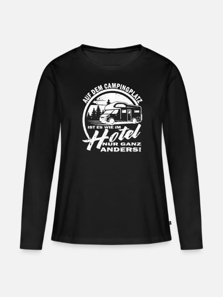 Camping - Wohnmobil - Wohnwagen - Campingfreunde - Frauen Premium Bio Langarmshirt - Schwarz