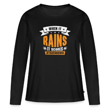 Football Quand il pleut, il marque ses points - T-shirt manches longues Premium bio Femme - noir - Devant - Julia (174cm)