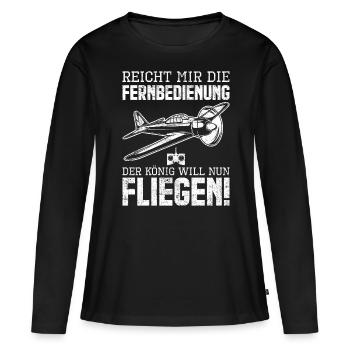 Modellbau Modellflug Pilot - Frauen Premium Bio Langarmshirt - Schwarz - Vorne - Julia (174cm)