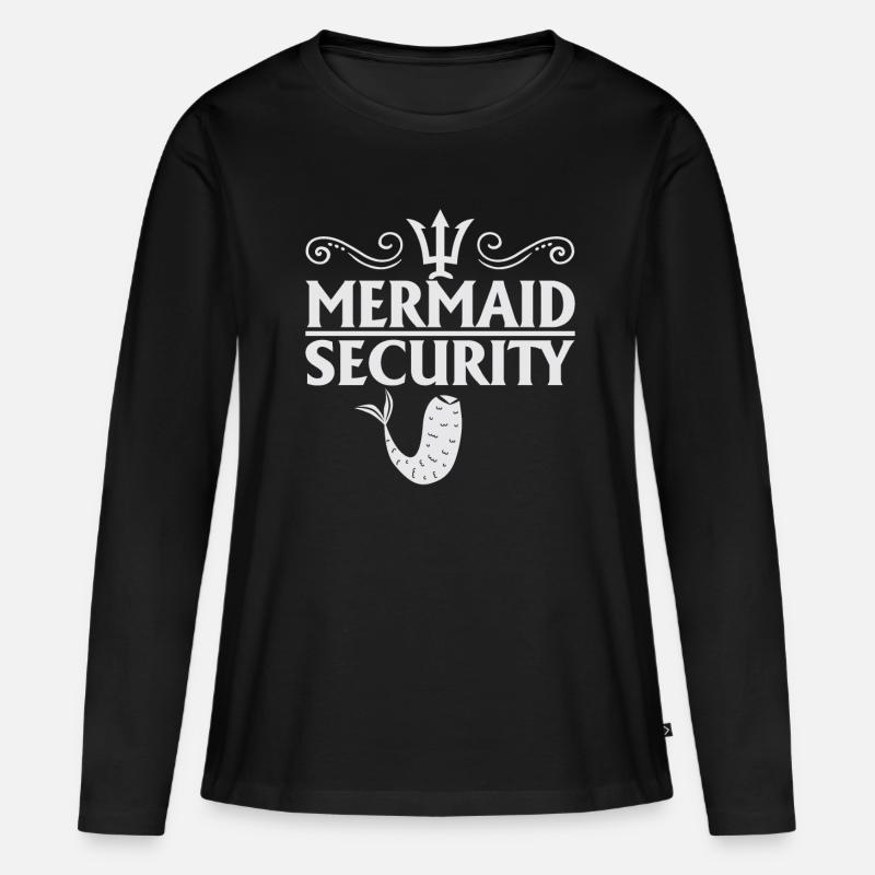 Mermaid Security - Frauen Premium Bio Langarmshirt - Schwarz