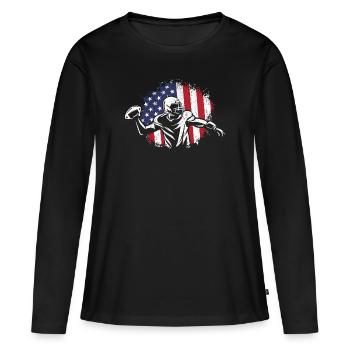 Football américain Drapeau Sports patriotiques - T-shirt manches longues Premium bio Femme - noir - Devant - Julia (174cm)
