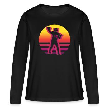 Sport de football américain vintage rétro - T-shirt manches longues Premium bio Femme - noir - Devant - Julia (174cm)