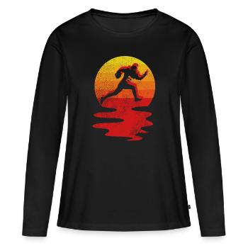 Sport de football américain vintage rétro - T-shirt manches longues Premium bio Femme - noir - Devant - Julia (174cm)