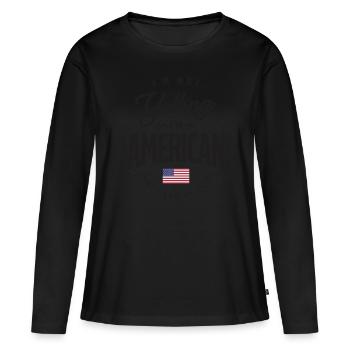 Je ne crie pas Je suis American Funny American Pride - T-shirt manches longues Premium bio Femme - noir - Devant - Julia (174cm)