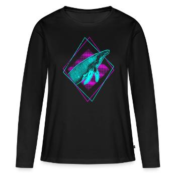 Baleine à bosse - T-shirt manches longues Premium bio Femme - noir - Devant - Julia (174cm)