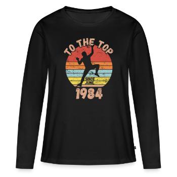 Birthday Climbing Bouldering since June 1984 - Women's Premium Organic Long Sleeve Shirt - black - Front - Julia (174cm)