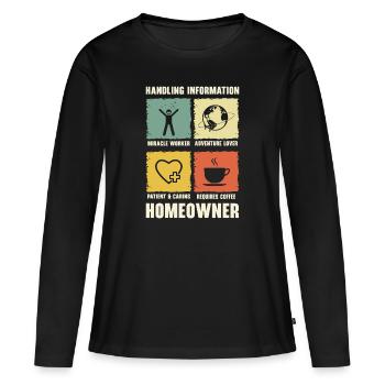 Neuer Hauseigentümer Informationen zum Umgang mit - Frauen Premium Bio Langarmshirt - Schwarz - Vorne - Julia (174cm)