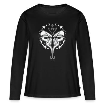 Papillon céleste mystique - T-shirt manches longues Premium bio Femme - noir - Devant - Julia (174cm)