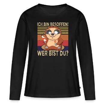 Ich bin besoffen Faultier - Cocktail - Frauen Premium Bio Langarmshirt - Schwarz - Vorne - Julia (174cm)