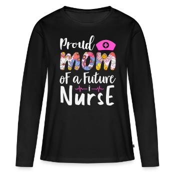 Idée cadeau de mère pour la fête des mères Meilleure mère - T-shirt manches longues Premium bio Femme - noir - Devant - Julia (174cm)