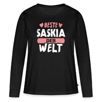 Beste Saskia der Welt - Frauen Premium Bio Langarmshirt - Schwarz - Vorne - Julia (174cm)