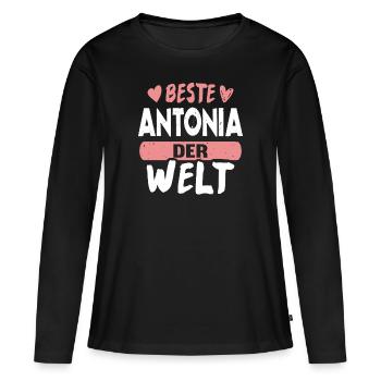 Beste Antonia der Welt - Frauen Premium Bio Langarmshirt - Schwarz - Vorne - Julia (174cm)