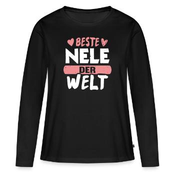Beste Nele der Welt - Frauen Premium Bio Langarmshirt - Schwarz - Vorne - Julia (174cm)