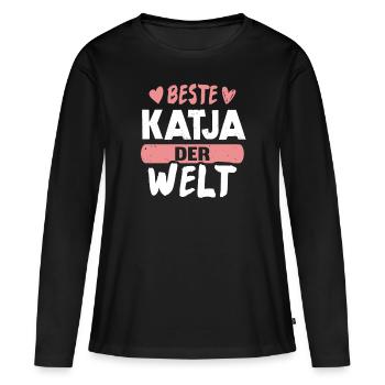 Beste Katja der Welt - Frauen Premium Bio Langarmshirt - Schwarz - Vorne - Julia (174cm)