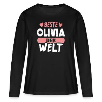 Beste Olivia der Welt - Frauen Premium Bio Langarmshirt - Schwarz - Vorne - Julia (174cm)