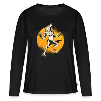 Halloween Monster Line Art Werewolf Horror - Women's Premium Organic Long Sleeve Shirt - black - Front - Julia (174cm)