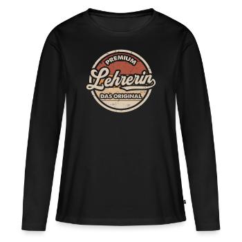 Lehrerin Original Schule Lustiges Lehrer - Frauen Premium Bio Langarmshirt - Schwarz - Vorne - Julia (174cm)