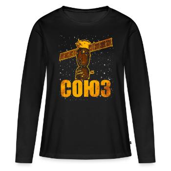Vaisseau spatial soviétique Soyouz - T-shirt manches longues Premium bio Femme - noir - Devant - Julia (174cm)