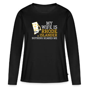 Rien ne me fait peur Rhode Islander Mme Rhode - T-shirt manches longues Premium bio Femme - noir - Devant - Julia (174cm)