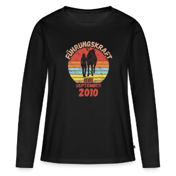 Führungskraft Reiten Geburtstag September 2010 - Frauen Premium Bio Langarmshirt - Schwarz - Vorne - Julia (174cm)