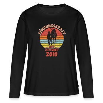 Führungskraft Reiten Geburtstag Dezember 2010 - Frauen Premium Bio Langarmshirt - Schwarz - Vorne - Julia (174cm)