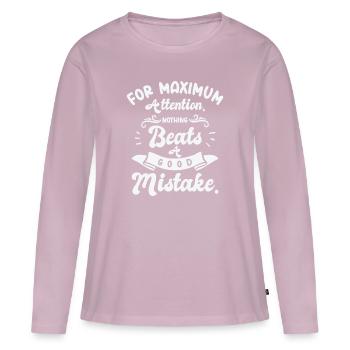 Attention maximale Bonnes erreurs - T-shirt manches longues Premium bio Femme - rose poudré - Devant - Julia (174cm)