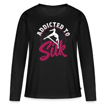 Aerial Silks Design Für Eine Luftakrobatin - Frauen Premium Bio Langarmshirt - Schwarz - Vorne - Julia (174cm)
