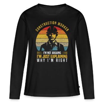 Couvreur - T-shirt manches longues Premium bio Femme - noir - Devant - Julia (174cm)