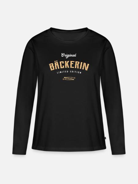 Bäckerin Limited Edition - Frauen Premium Bio Langarmshirt - Schwarz