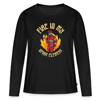 Élément de feu Pompier Pompier - T-shirt manches longues Premium bio Femme - noir - Devant - Julia (174cm)