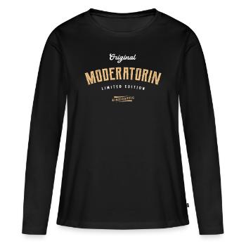 Moderatorin Limited Edition - Frauen Premium Bio Langarmshirt - Schwarz - Vorne - Julia (174cm)