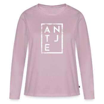 Contact Presse / Médias Minimalisme - T-shirt manches longues Premium bio Femme - rose poudré - Devant - Julia (174cm)