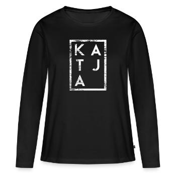 Katja Minimalismus - Frauen Premium Bio Langarmshirt - Schwarz - Vorne - Julia (174cm)