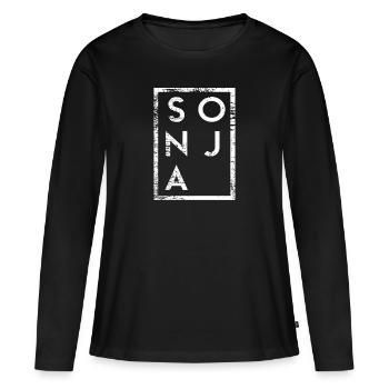 Sonja Minimalismus - Frauen Premium Bio Langarmshirt - Schwarz - Vorne - Julia (174cm)