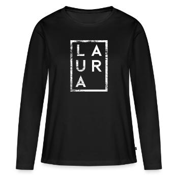 Laura Minimalisme - T-shirt manches longues Premium bio Femme - noir - Devant - Julia (174cm)