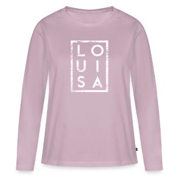 Louisa Minimalisme - T-shirt manches longues Premium bio Femme - rose poudré - Devant - Julia (174cm)