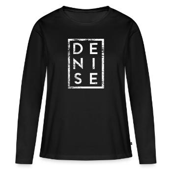 Denise Minimalismus - Frauen Premium Bio Langarmshirt - Schwarz - Vorne - Julia (174cm)