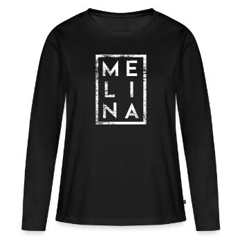 Melina Minimalisme - T-shirt manches longues Premium bio Femme - noir - Devant - Julia (174cm)