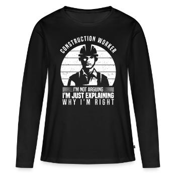 Ouvrier du bâtiment - T-shirt manches longues Premium bio Femme - noir - Devant - Julia (174cm)